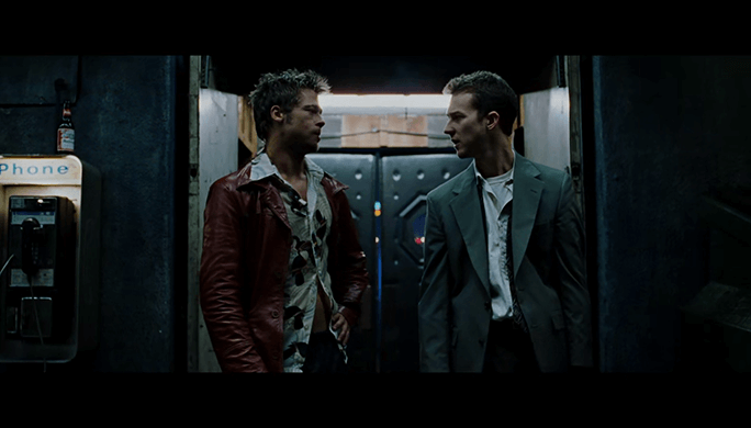 bard pitt et edward norton dans une scene du film fight club