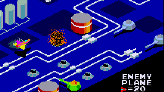une image tirée du jeu zaxxon sur borne d'arcade